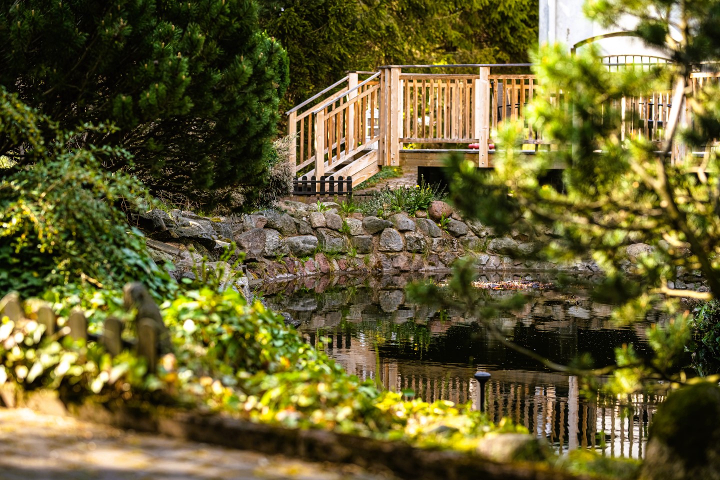 Restauracja Czarny Kos - otoczenie zewnętrzne staw